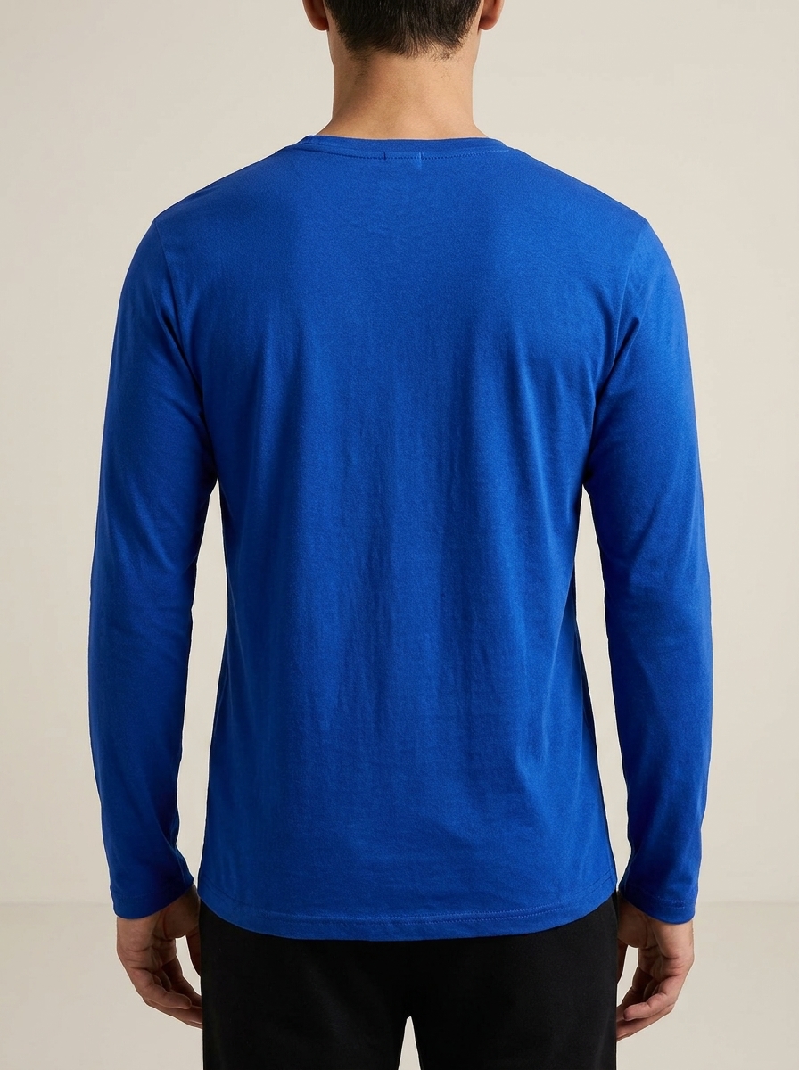 Men’s Classic Full Sleeve Round Neck T-Shirt – Solid Royal Blue