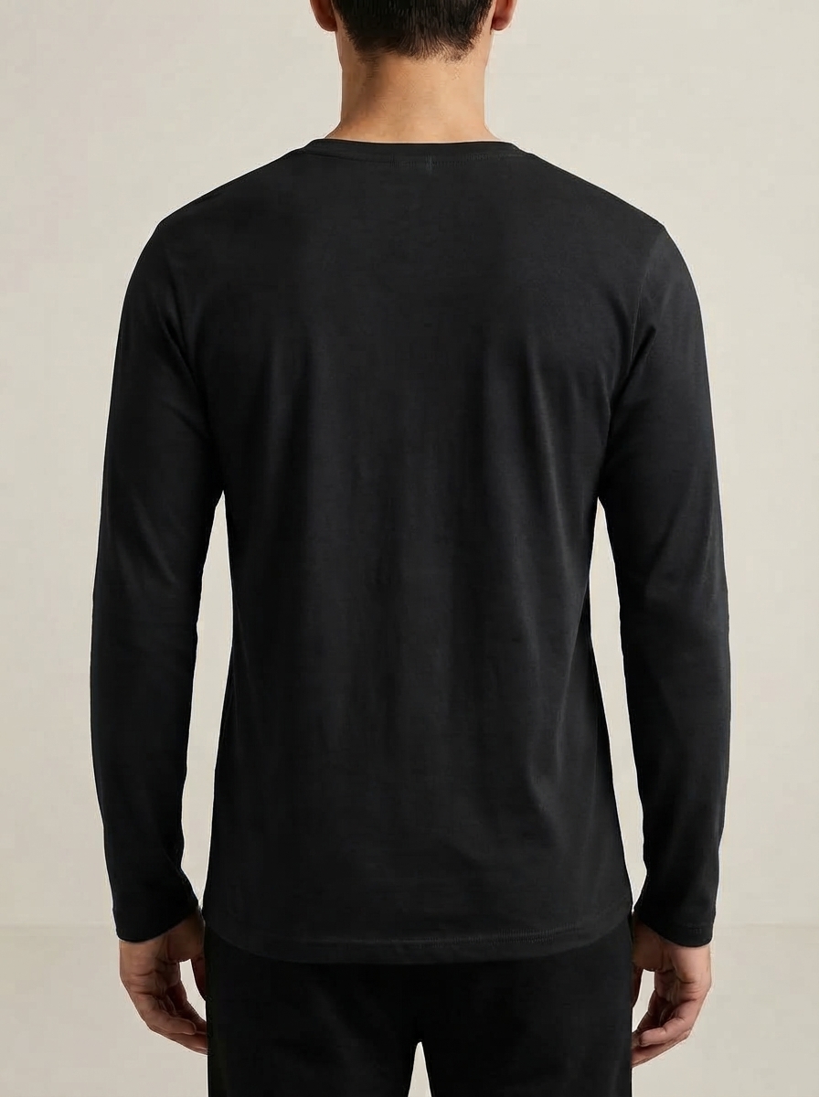 Men’s Classic Full Sleeve Round Neck T-Shirt – Solid Black