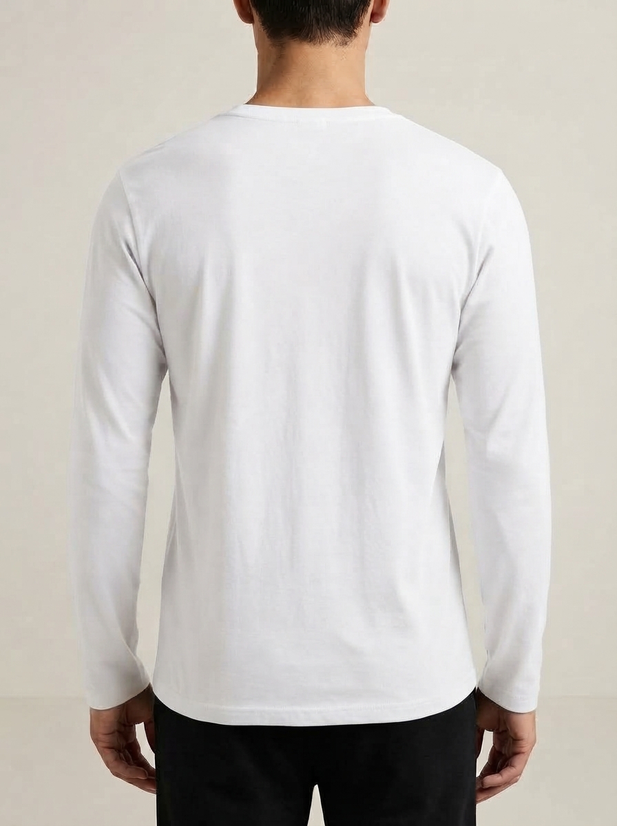 Men’s Classic Full Sleeve Round Neck T-Shirt – Solid White
