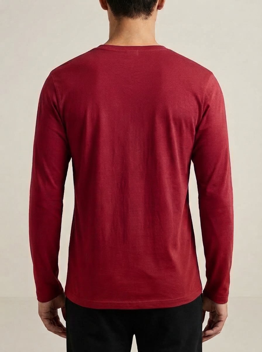 Men’s Classic Full Sleeve Round Neck T-Shirt – Solid Red