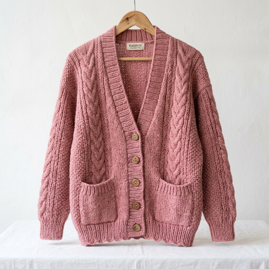 Handmade Woolen Open-Front Cardigan